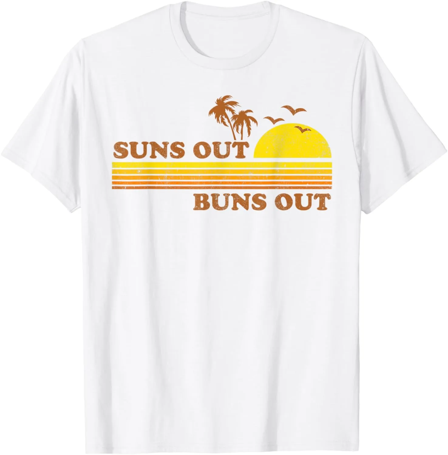 Vintage Suns Out Buns Out Beach Retro Sunset 70's Gift Idea T-Shirt