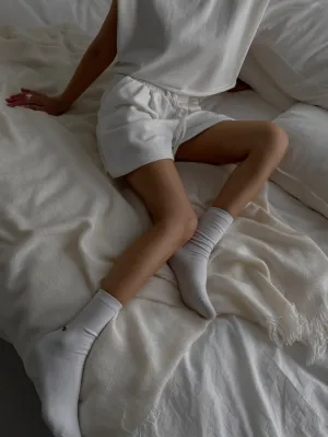 White Elastic Shorts