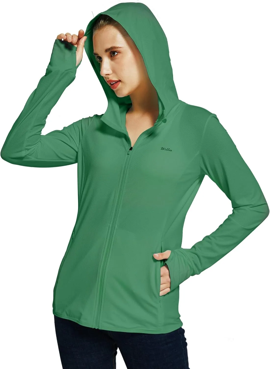 Willit Women's UPF 50  Sun Protection Shirts UV Long Sleeve Zip Hoodies SPF Lightweight Jacket Hiking Outdoor with Pockets