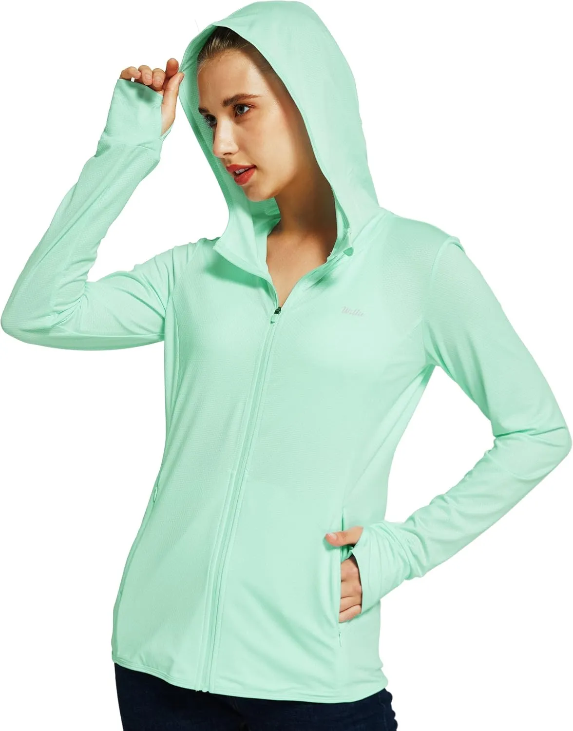 Willit Women's UPF 50  Sun Protection Shirts UV Long Sleeve Zip Hoodies SPF Lightweight Jacket Hiking Outdoor with Pockets