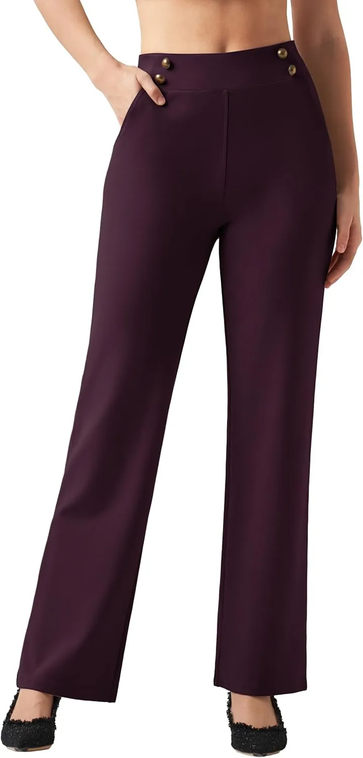 Willit Women's Wide Leg Dress Pants High Waisted Stretch Work Pants Office Business Casual Slacks Pockets Petite/Regular/Tall