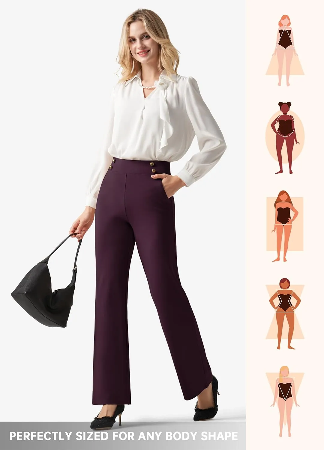 Willit Women's Wide Leg Dress Pants High Waisted Stretch Work Pants Office Business Casual Slacks Pockets Petite/Regular/Tall