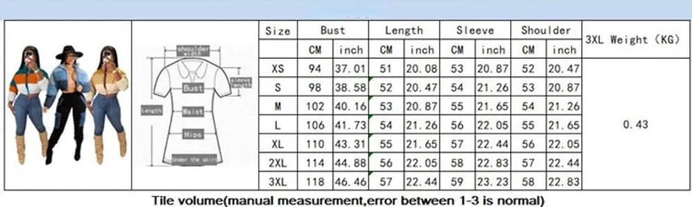 Women Color Block Cropped Puffer Jacket Winter Lightweight Zip Up Baggy Short Padded Down Coat with Pockets
