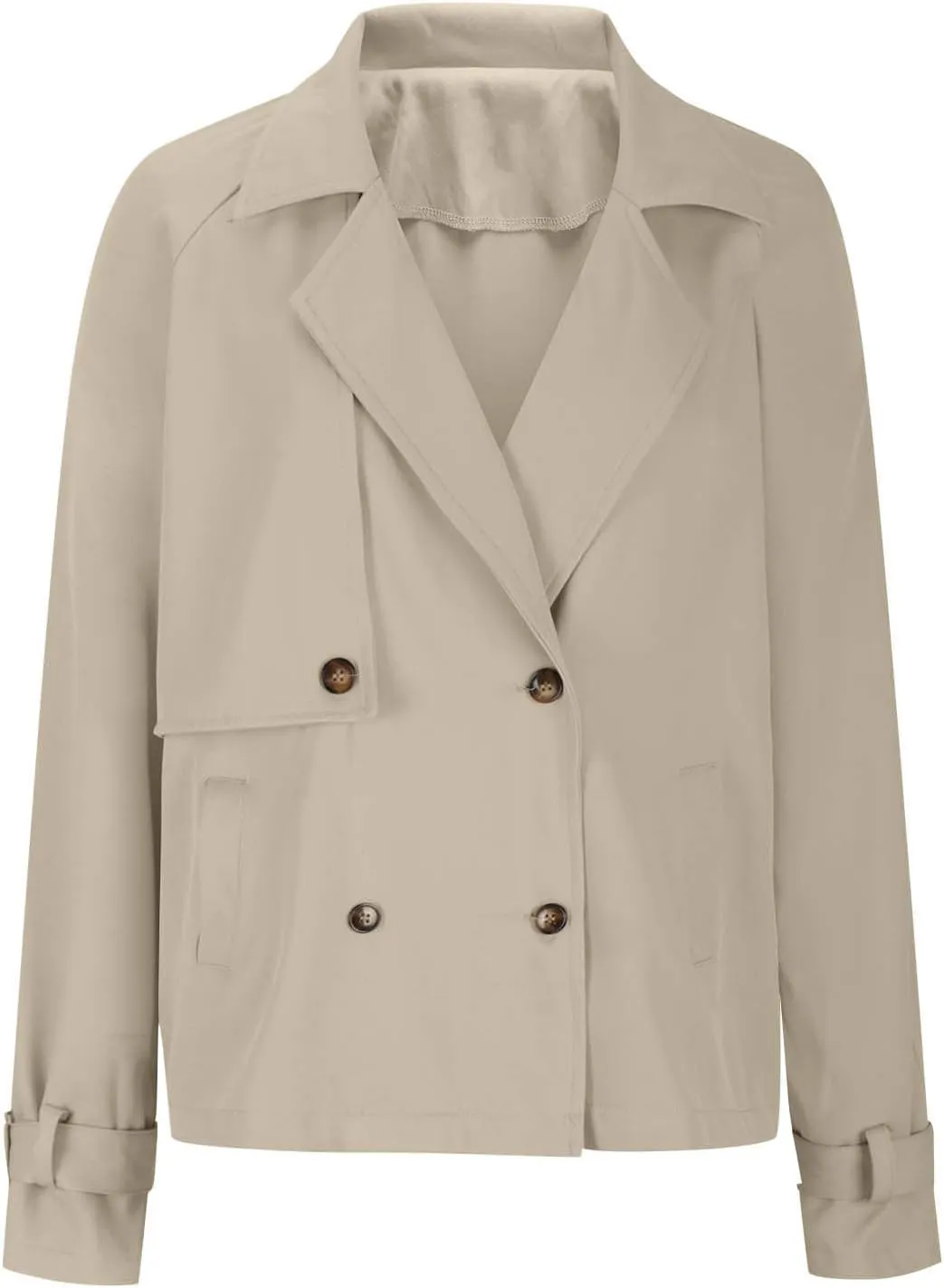 Women Crop Double Breasted Trench Coat Raglan Sleeve Work Office Cropped Jacket With Pockets Fashion Fall Jackets