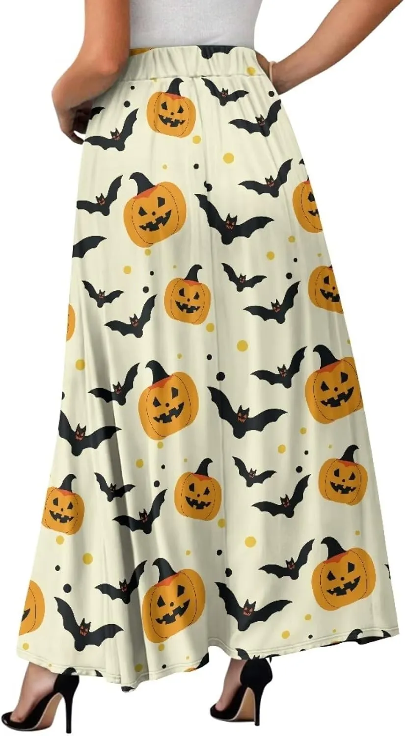 Women Full Length Skirt High Waisted Long Skirts with Pockets Fashion Flowy Swing A Line Maxi Skirt S-2XL