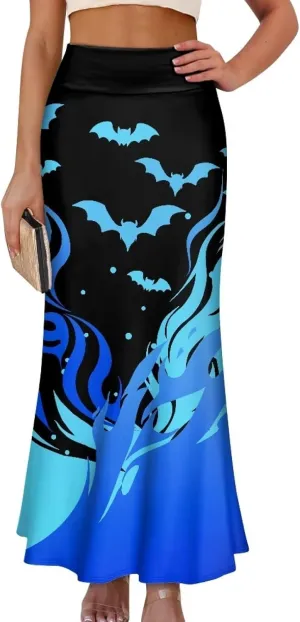 Women High Waist Elastic Long Skirts A-Line Flared Maxi Skirts Bodycon Midi Skirt Fall Skirt Pencil Skirt for Lady