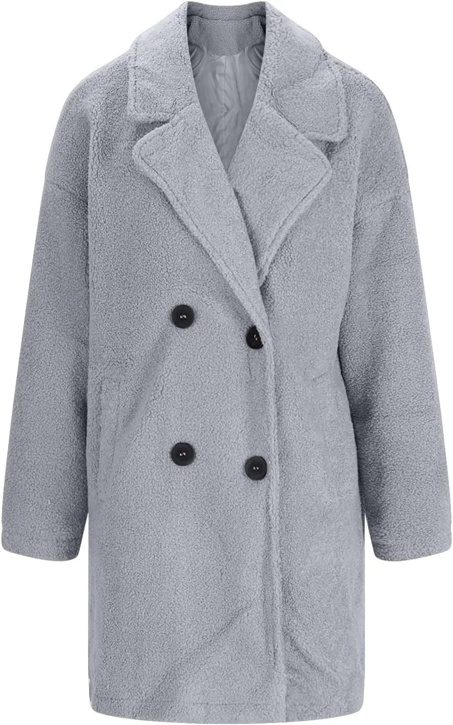 Women Long Sherpa Coat Fuzzy Faux Fur Trench Jackets Winter Fleece Button Cardigan With Pockets Oversized Coats