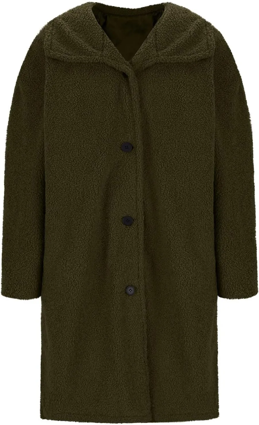 Women Long Sherpa Coat Fuzzy Faux Fur Trench Jackets Winter Fleece Button Cardigan With Pockets Oversized Coats