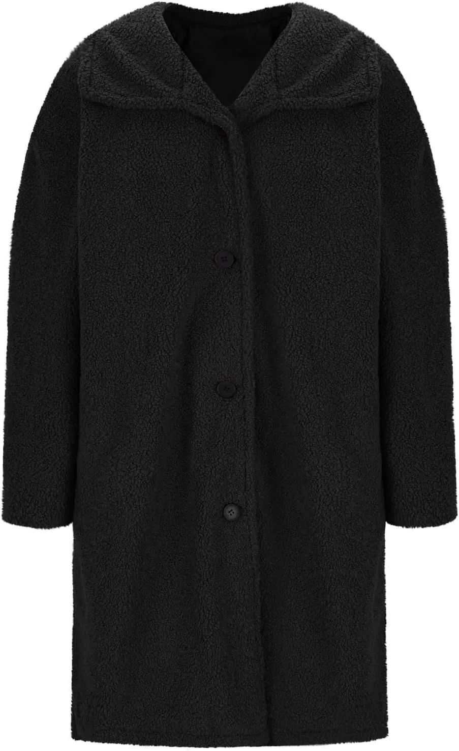 Women Long Sherpa Coat Fuzzy Faux Fur Trench Jackets Winter Fleece Button Cardigan With Pockets Oversized Coats
