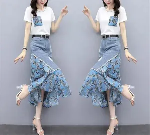 Women Summer Fashion Cowboy Skirt Summer Slim High Waisted A-Line Skirts