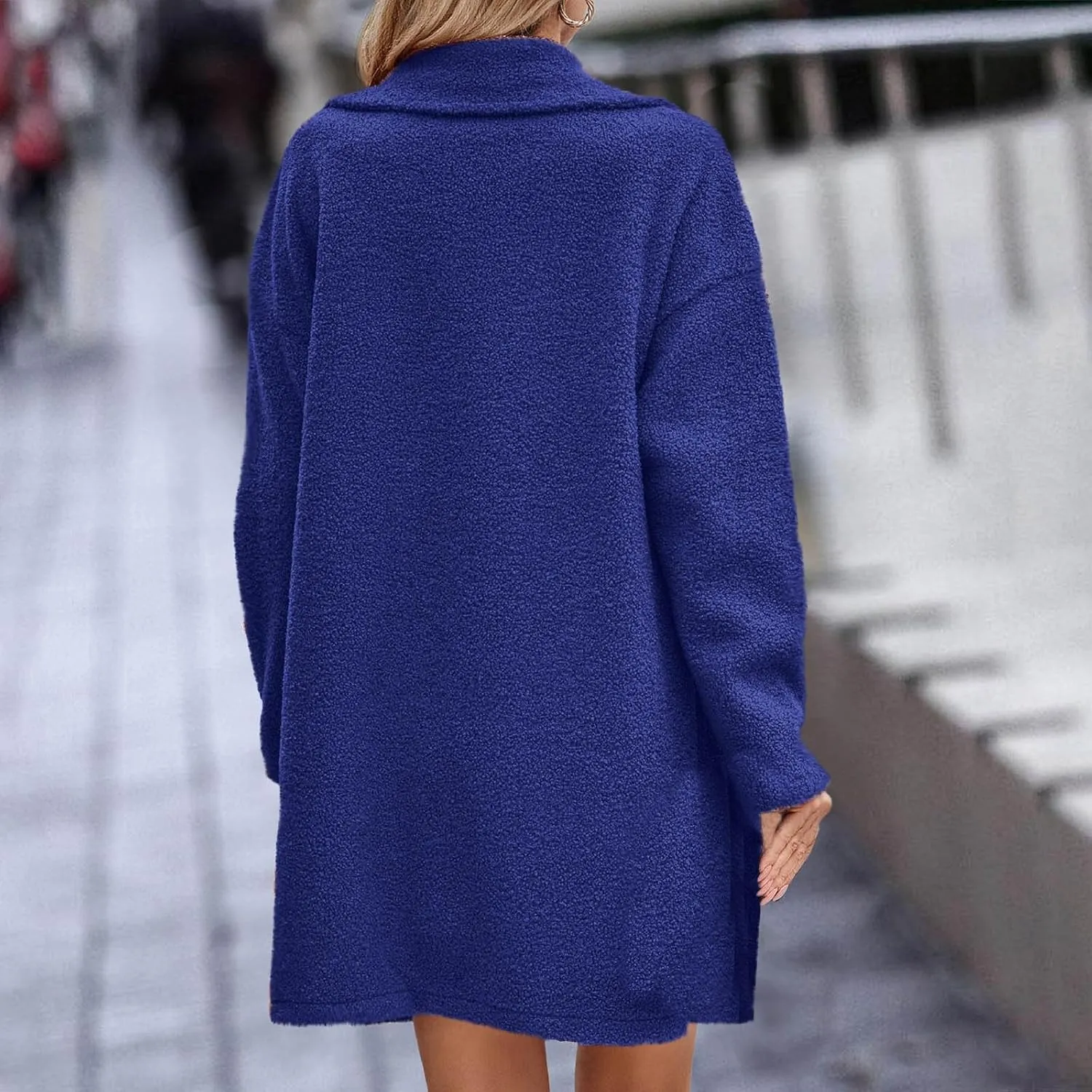 Women Winter Fuzzy Fleece Lapel Coats Long Cardigan Fluffy Jackets Faux Fur Warm Overcoats with Pockets Button 2024