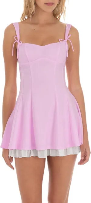 Women Y2K Square Neck Mini Dress Lace Ruffle A-Line Going Out Dress Spaghetti Strap Backless Bustier Sundress