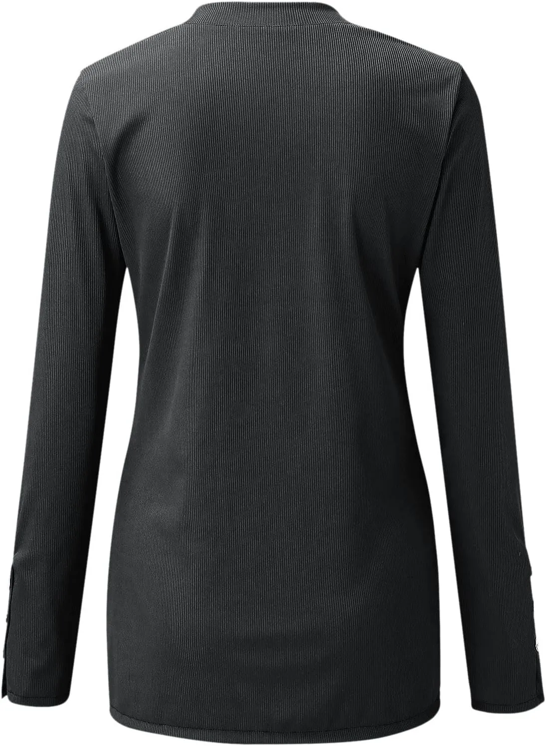 Women's 2023 Fall Long Sleeve Henley T Shirts Button Down Slim Fitted Tops Scoop Neck Ribbed Knit Casual Basic Shirts