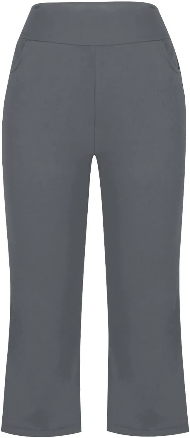 Womens Bootcut Dress Pants Business Casual Work Pants with Pockets High Waist Stretchy Trousers Pull On Office Slacks