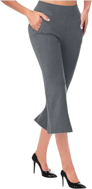 Womens Bootcut Dress Pants Business Casual Work Pants with Pockets High Waist Stretchy Trousers Pull On Office Slacks