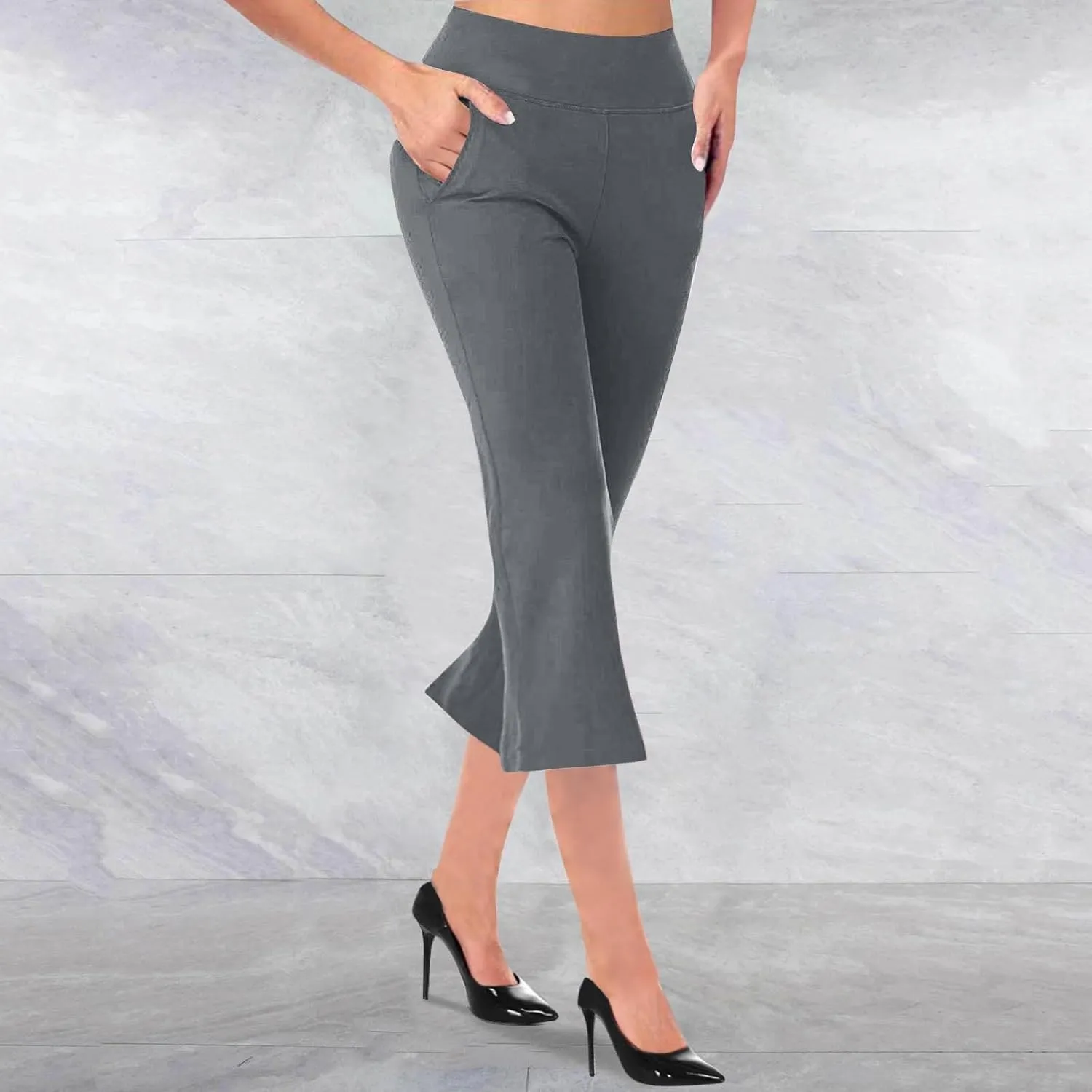 Womens Bootcut Dress Pants Business Casual Work Pants with Pockets High Waist Stretchy Trousers Pull On Office Slacks