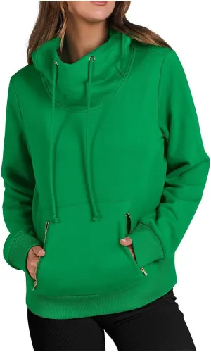 Women's Casual Hoodies Long Sleeve Solid Color Lightweight Pullover Fashion Loose Sweatshirts with Pocket