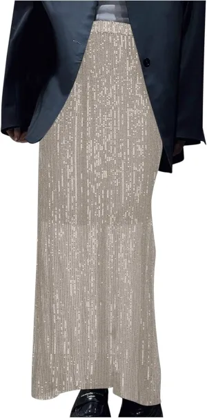 Women's Elegant Skirts Sequin Stretch High Waisted Skirt Slim-Fit Skinny Bodycon Skirts Fashion Cozy Outdoor Skirt