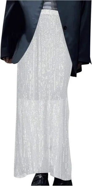 Women's Elegant Skirts Sequin Stretch High Waisted Skirt Slim-Fit Skinny Bodycon Skirts Fashion Cozy Outdoor Skirt