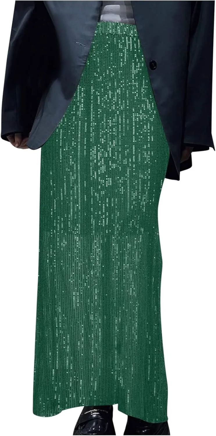 Women's Elegant Skirts Sequin Stretch High Waisted Skirt Slim-Fit Skinny Bodycon Skirts Fashion Cozy Outdoor Skirt