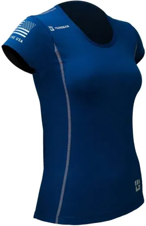 Women's Fitted Performance Race Shirt Short Sleeve for Active Sport, Yoga, Running, Fitness, Workout, Gym
