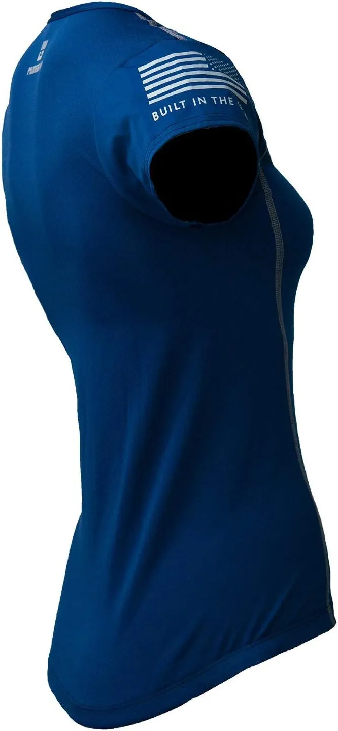 Women's Fitted Performance Race Shirt Short Sleeve for Active Sport, Yoga, Running, Fitness, Workout, Gym