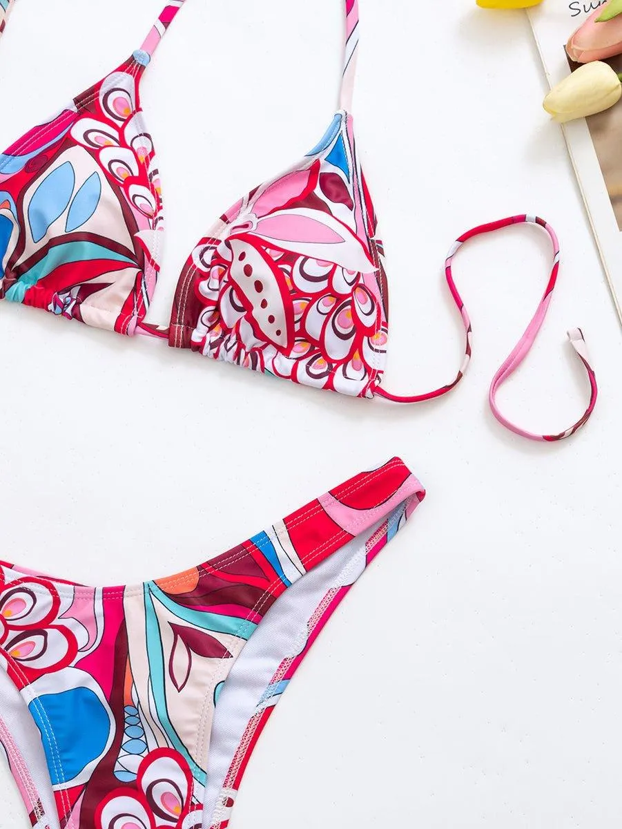 Women's Floral String Bikini Set with Cover Up - Sexy Beach Swimwear Ensemble