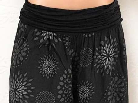 Womens Harem Pants Casual Loose Floral Print Hippie High Waist Wide Leg Long Pants Flowy Yoga Lounge Trousers