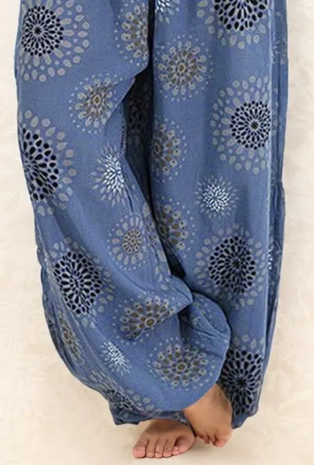 Womens Harem Pants Casual Loose Floral Print Hippie High Waist Wide Leg Long Pants Flowy Yoga Lounge Trousers