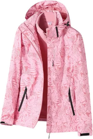 Womens Hooded Rain Jacket Waterproof Raincoat Lightweight Trench Outdoor Windbreaker for Hiking Travel