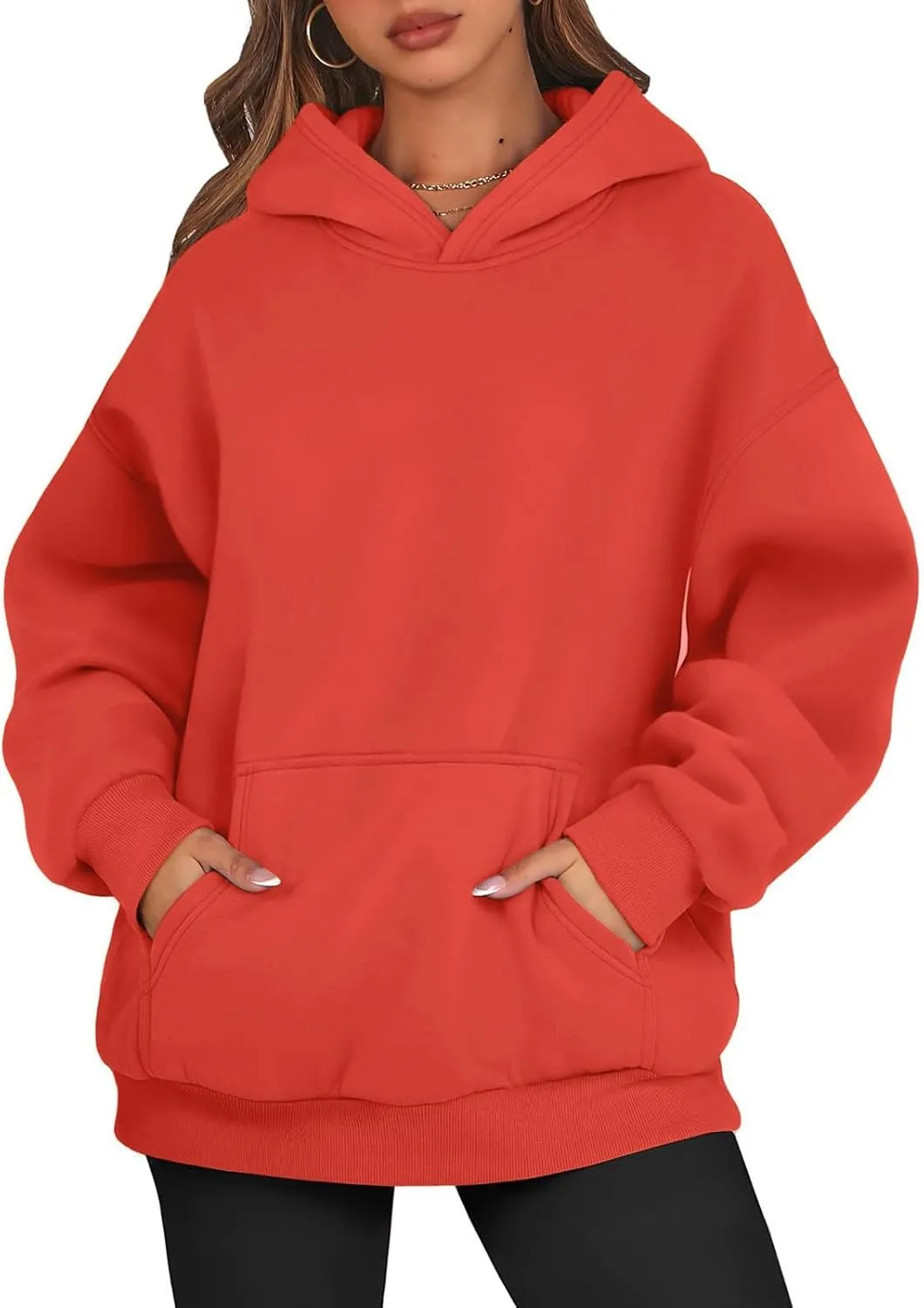 Womens Hoodies Pullover Trendy Y2k Cute Oversized Sweatshirt Fleece Lined Long Sleeve Fall Sweatshirts with Pockets