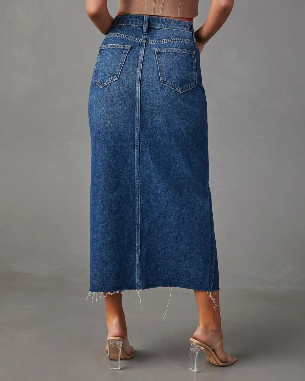Women's Jean Skirts High Waist Split Denim Skirt Fashion Bodycon Skirt with Pocket Summer Skirt