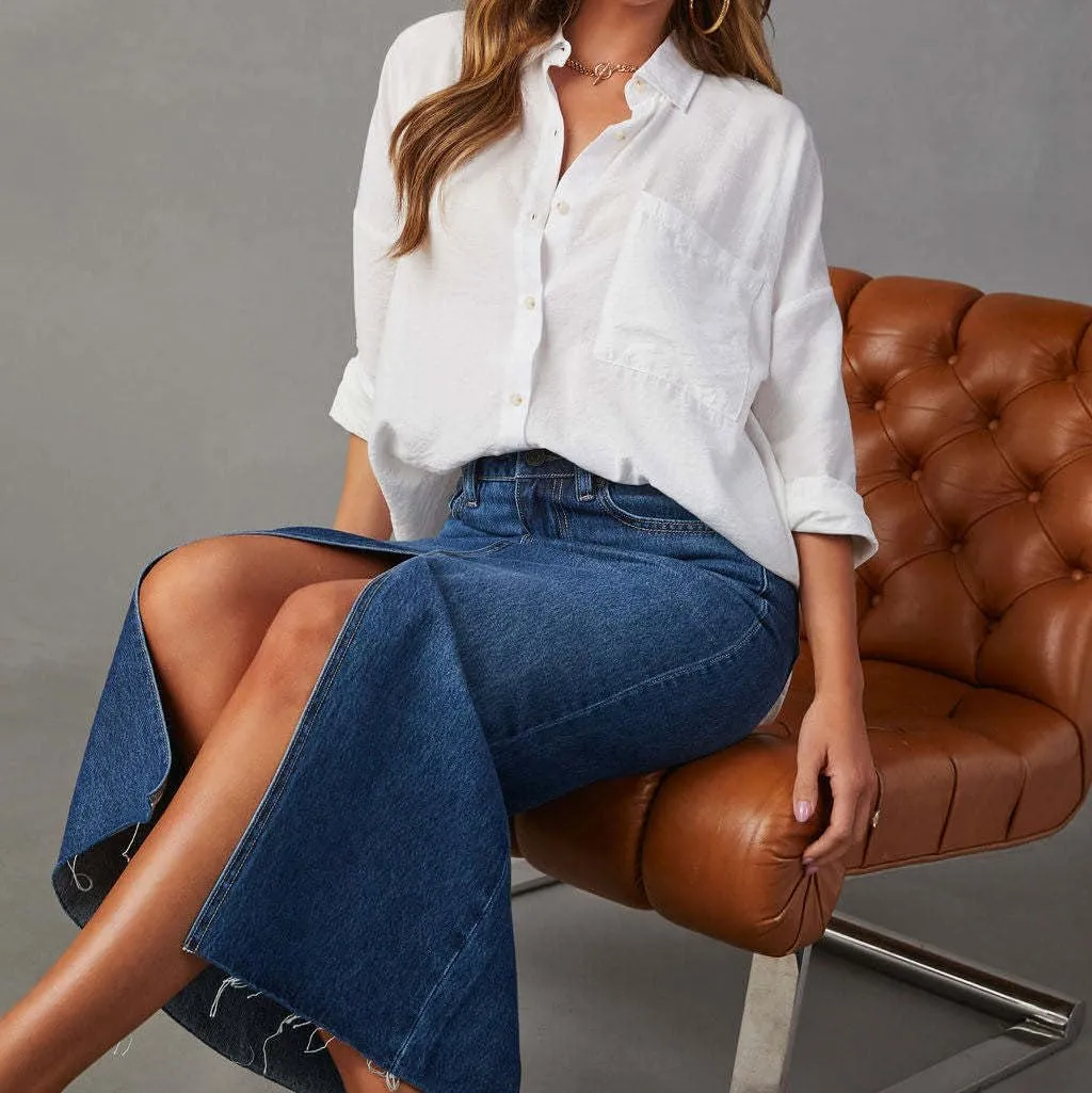 Women's Jean Skirts High Waist Split Denim Skirt Fashion Bodycon Skirt with Pocket Summer Skirt