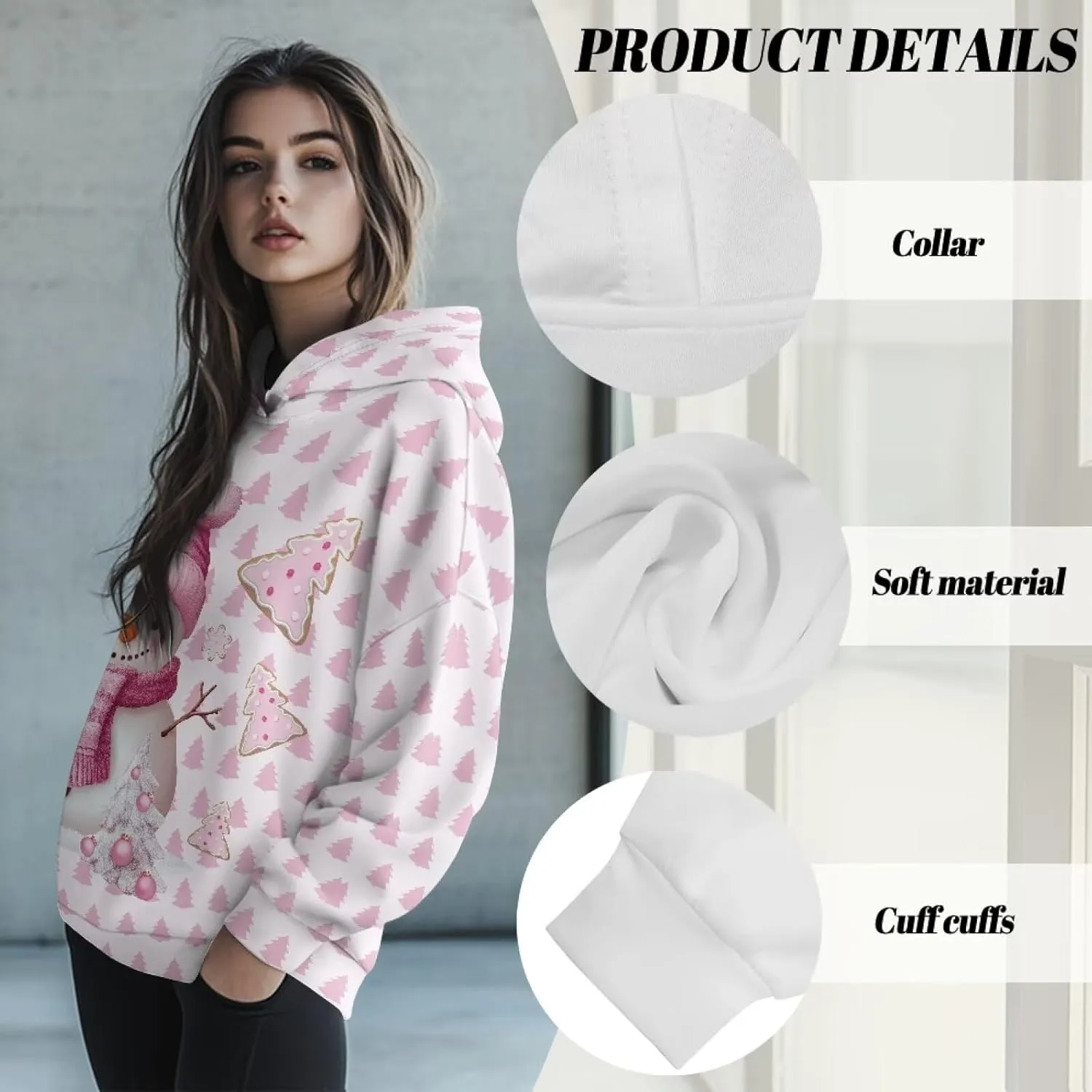 Womens Loose Hoodies Long Sleeve Sweatshirts Fall Outfits Winter Clothes Fashion Outfits, Casual Style S-2XL