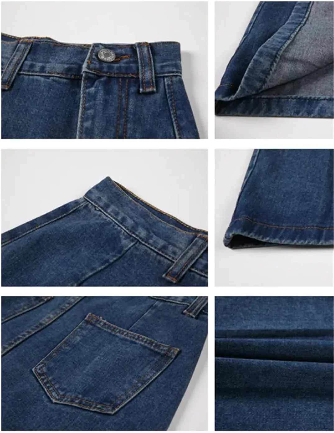 Women's Midi Spring Side Split High Wasit Jeans Skirts Straight A-Line Pencil Skirt