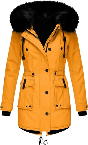 Women's Plus Size Jacket Warm Coat Jackets Outwear Faux-Fur' Lined Trench Winter Hooded Womens Fleece Coats