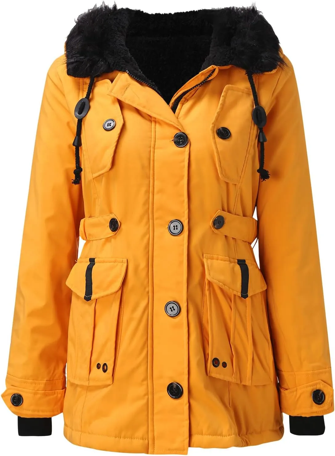 Women's Plus Size Jacket Warm Coat Jackets Outwear Faux-Fur' Lined Trench Winter Hooded Womens Fleece Coats