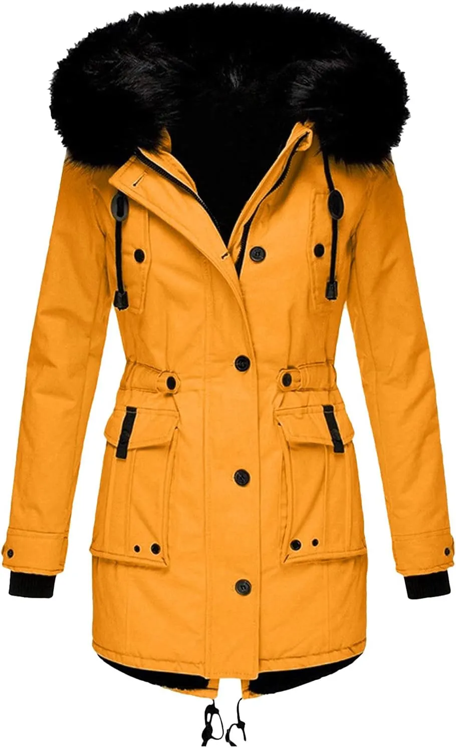 Women's Plus Size Jacket Warm Coat Jackets Outwear Faux-Fur' Lined Trench Winter Hooded Womens Fleece Coats