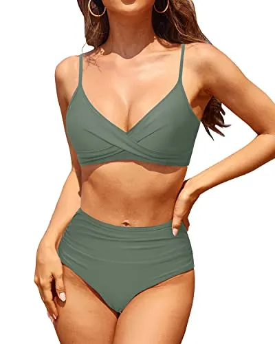 Women's Sexy Bikini Sets Suitable For Curvy Women And Large Bust Ladies-Army Green