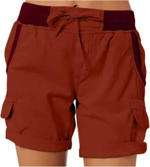 Womens Shorts Summer Cargo Shorts for Women 2024 Elastic Waist Loose Casual SweatShorts Pockets Straight Lightweight Shorts