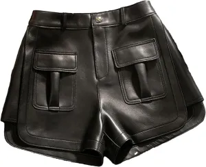 Womens Side-Zipper Leather Shorts Edgy Biker Hot Pants