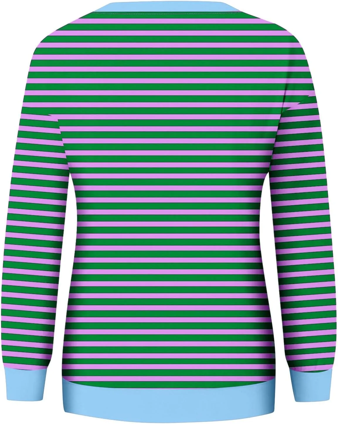Womens Striped Sweatshirt Trendy Fleece Long Sleeve Crewneck Pullover Tops Regular Fit Fall Fashion Outfits 2024