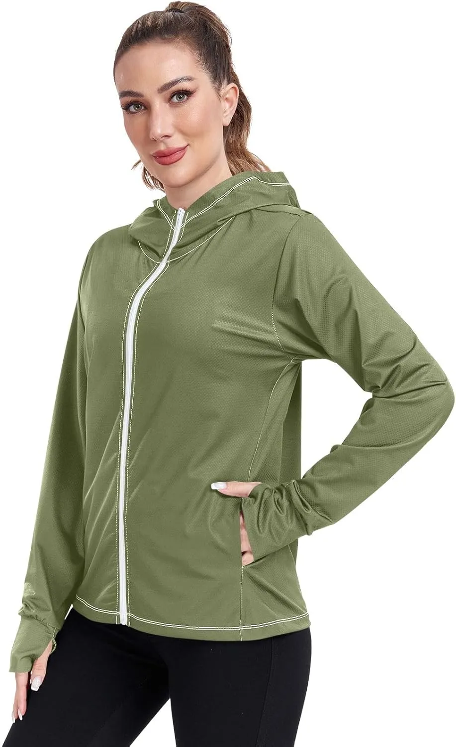 Womens Sun Protection Shirts Strong Red Women's Hoodie Zip Front Rash Guard Sun Shirts for Women Long Sleeve Uv Protection