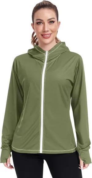 Womens Sun Protection Shirts Strong Red Women's Hoodie Zip Front Rash Guard Sun Shirts for Women Long Sleeve Uv Protection