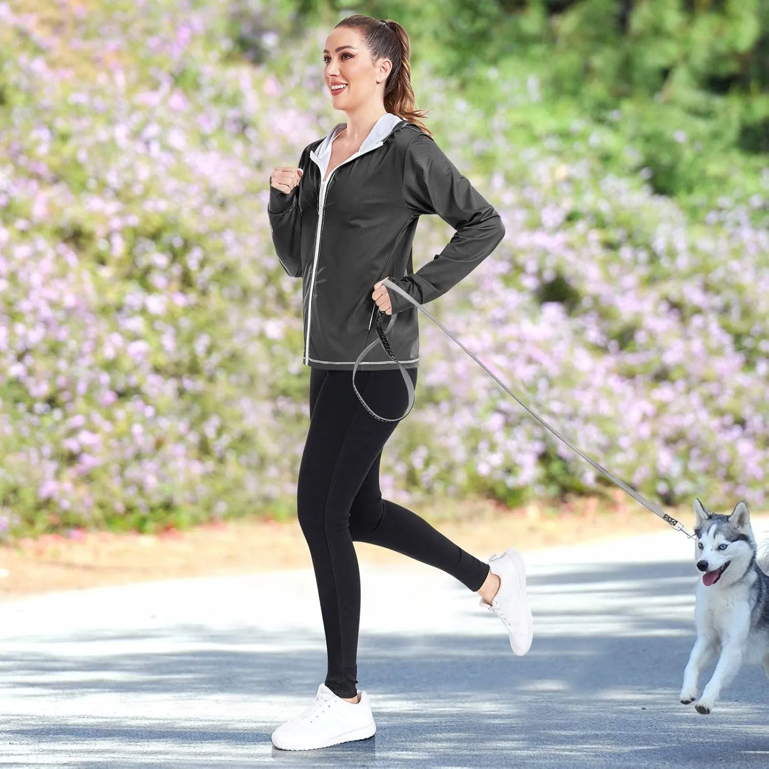 Womens Sun Protection Shirts Strong Red Women's Hoodie Zip Front Rash Guard Sun Shirts for Women Long Sleeve Uv Protection