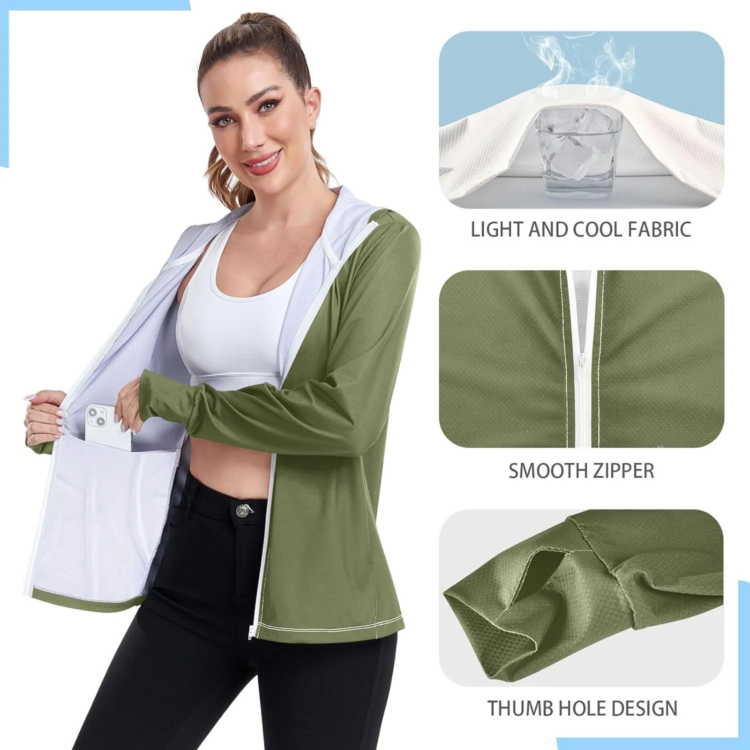 Womens Sun Protection Shirts Strong Red Women's Hoodie Zip Front Rash Guard Sun Shirts for Women Long Sleeve Uv Protection