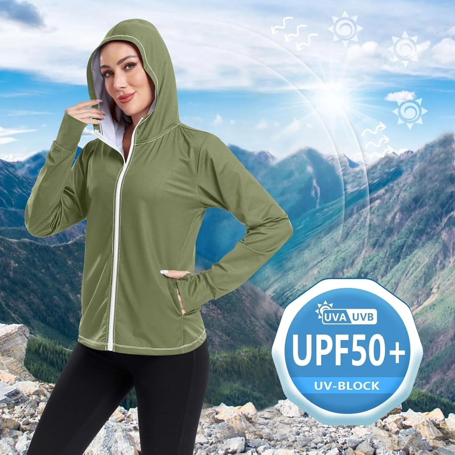 Womens Sun Protection Shirts Strong Red Women's Hoodie Zip Front Rash Guard Sun Shirts for Women Long Sleeve Uv Protection