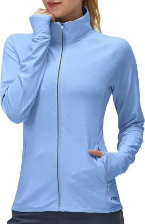Women's UPF 50  UV Sun Protection Clothing Long Sleeve Athletic Hiking Shirts Lightweight SPF Zip Up Outdoor Jacket