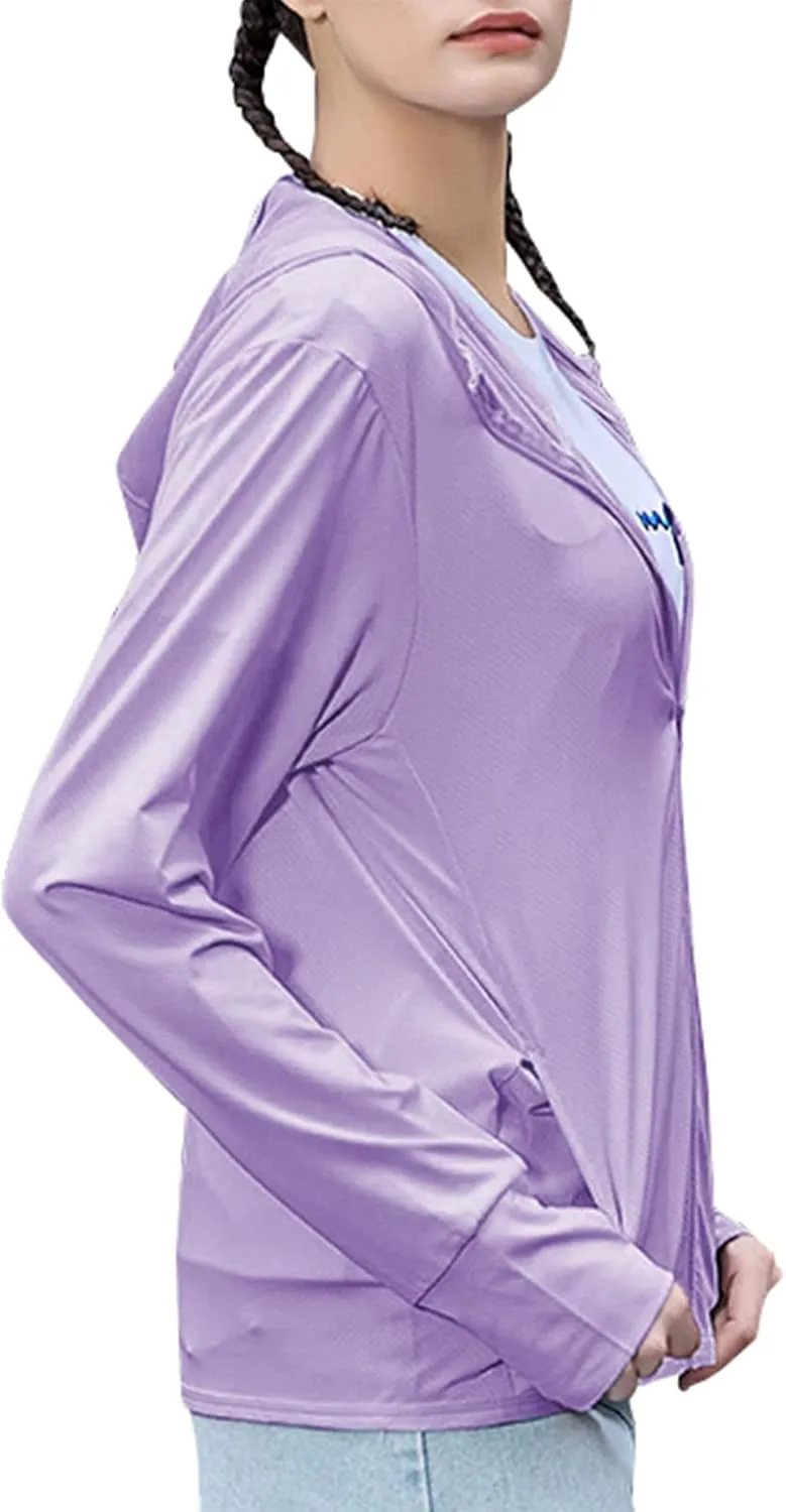 Women's UPF 50  UV Sun Protection Clothing Zip Up Lightweight Hoodie Hiking Sun Shirt