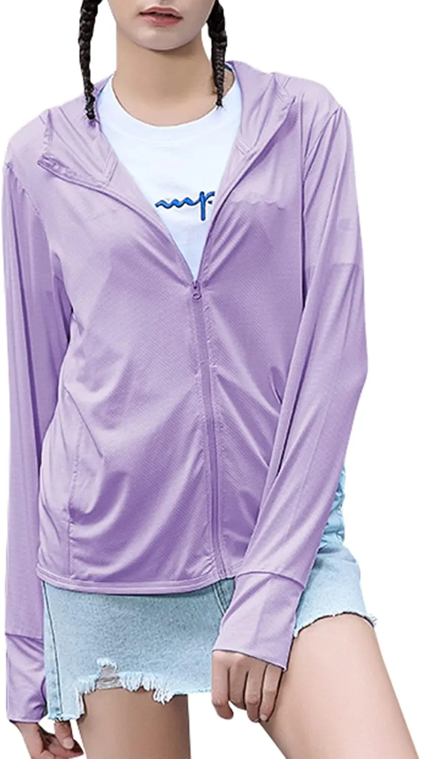 Women's UPF 50  UV Sun Protection Clothing Zip Up Lightweight Hoodie Hiking Sun Shirt